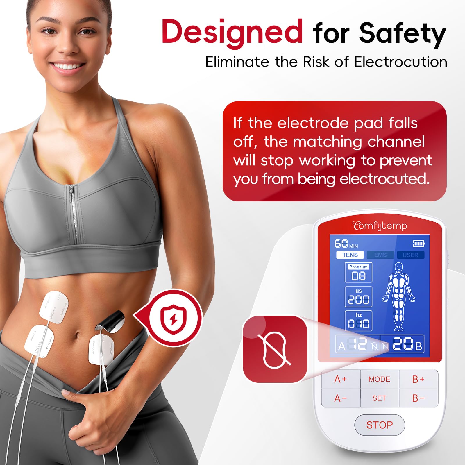 Comfytemp 3-in-1 TENS Unit with Large Back Pad, Pain Relief & EMS&User Mode — Amazon image 8