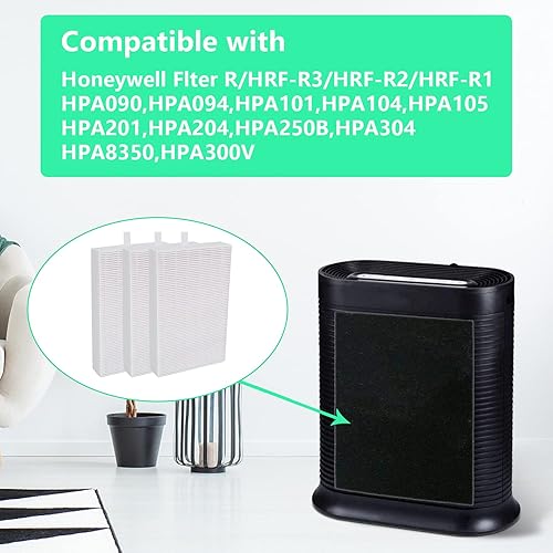 Miniatura 7 de Paquete de 3 filtros True HEPA R de repuesto para purificador de aire Honeywell HRF-R2 HRF-R3, filtro R