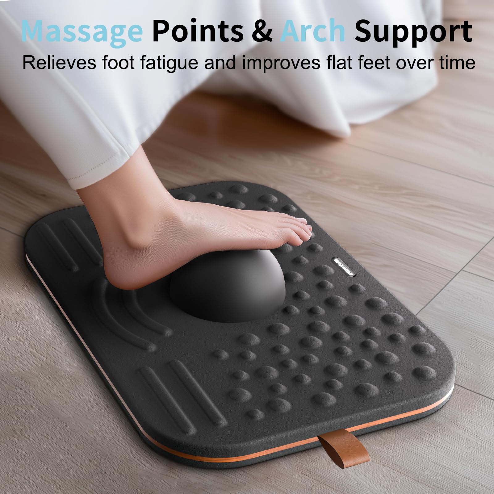 Balance Board,360-Grad Wackelbalance-Board für Erwachsene-2-in-1 Doppelseitige Anti-Ermüdungsmatte & Stabilitätstrainer für Stehschreibtisch,Heimfitness oder Büro-Premium-Kunstleder & Massivholz