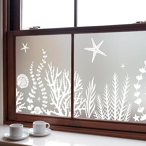 DKTIE Película decorativa para ventana de vitral, para privacidad y estilo. Calcomanías para ventana con media cobertura para el hogar y la oficina