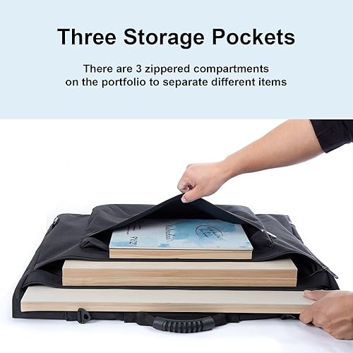 Miniatura 3 de JJRING Bolsa de mano de 18 x 24 pulgadas con asa y correa ajustable para el hombro, carpeta de cartera para obras de arte, carteles, lienzo,