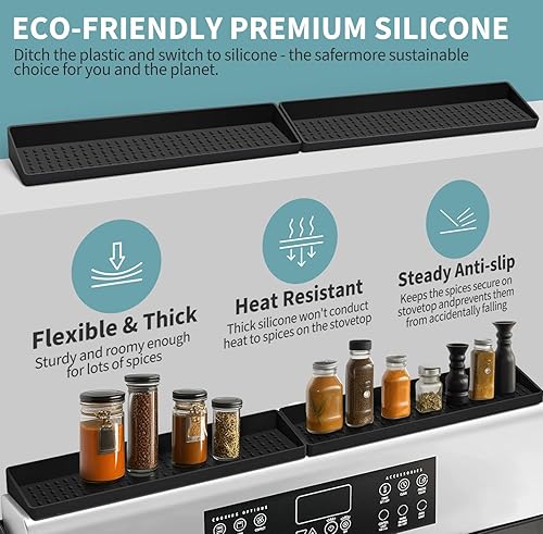 Miniatura 6 de BFONS Estante magnético de 30 pulgadas para almacenamiento de especias, material de calor superior de silicona, organizador de condimentos,