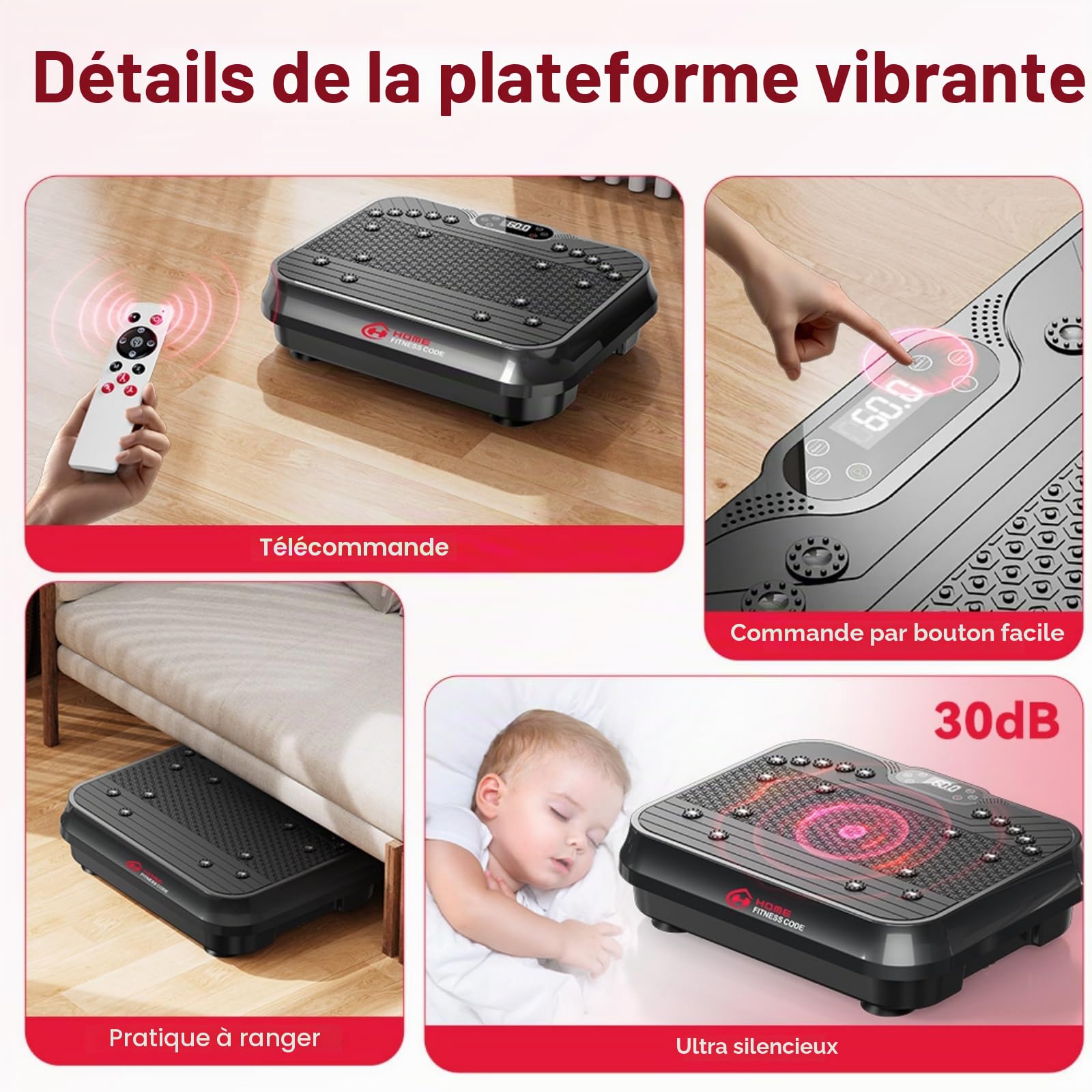 Plateforme vibrante oscillante pour entraînement complet – Modèle 2026 avec 2 bandes élastiques et sauteur, 250 vitesses, brûle les graisses et tonifie les muscles à la maison
