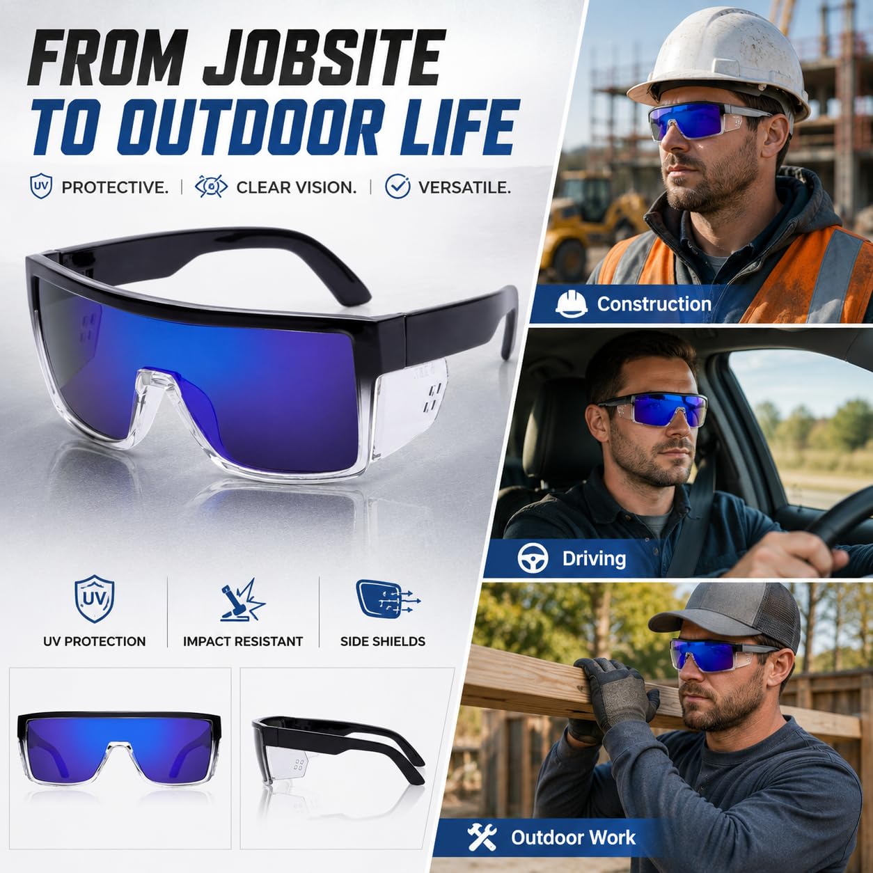 Polaryzacyjne okulary ochronne z ochroną UV400, certyfikat ANSI Z87.1