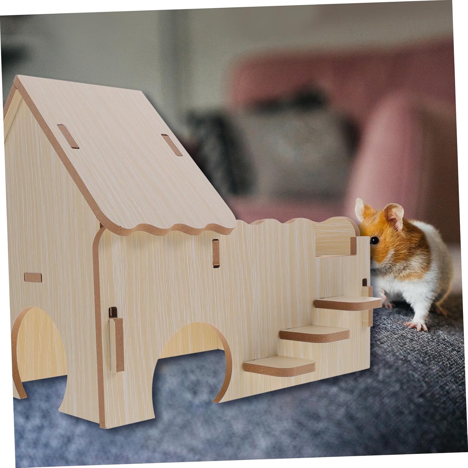GANAZONO Wooden Guinea Pig House Wave Ladder Multi-Functional Small Animal Habitat Hideout for Hamsters and Guinea Pigs Large Space for Play and Rest