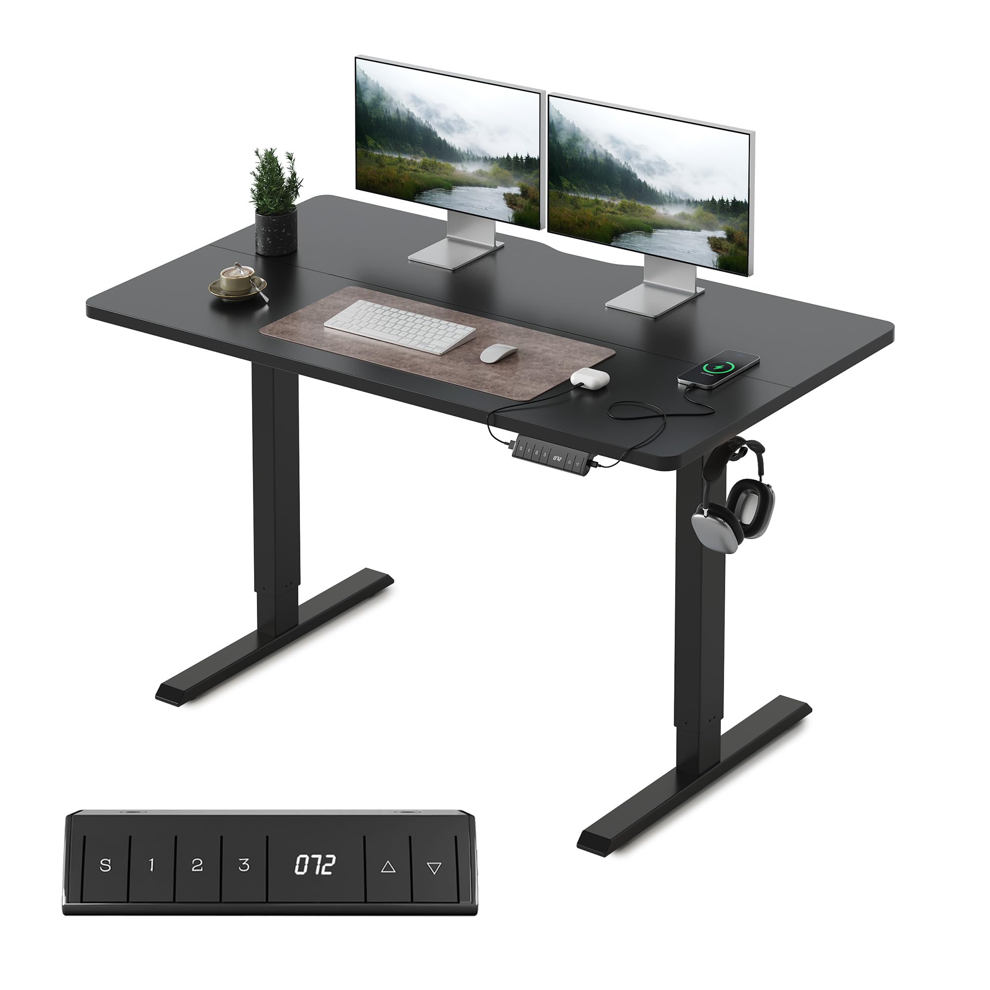 FEZIBO Bureau Électrique Assis Debout Érgonome pour Télétravail Avec Ports USB-A et USB-C