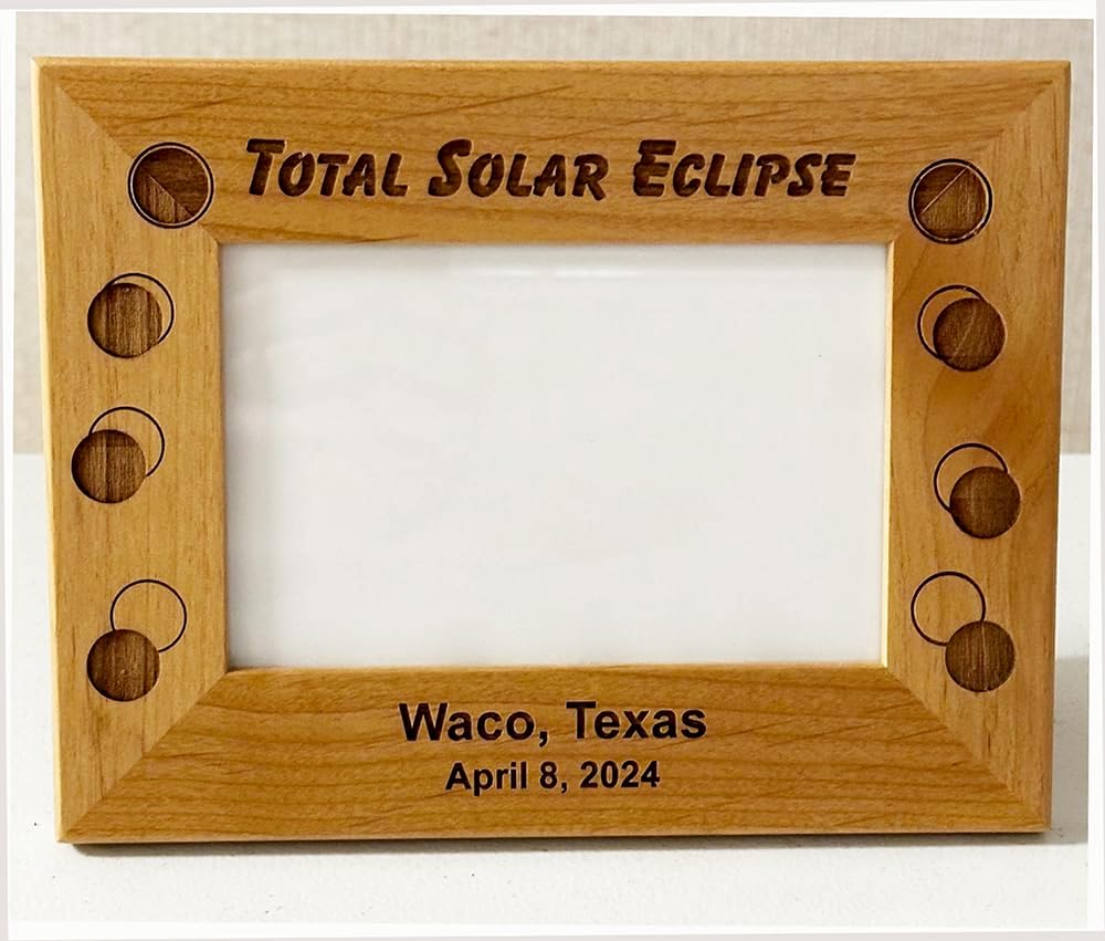 Solar Eclipse 2024 Personalized Picture Frame - Custom Engraved Frame To Display Your Eclipse Photo # P2709