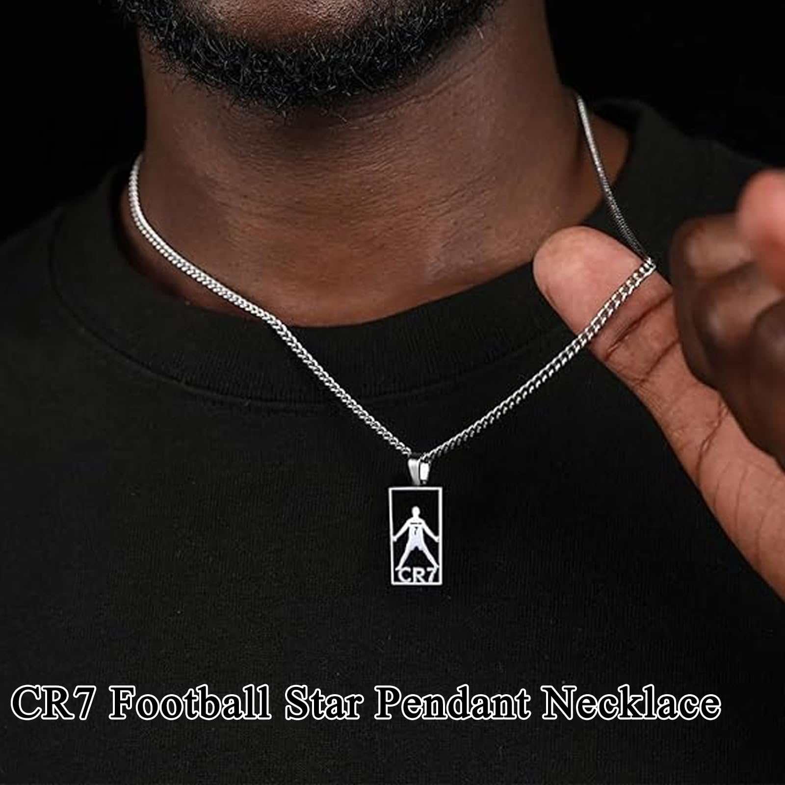 CR7 - Braccialetto con ciondolo a forma di stella del calcio, regolabile, per tifosi di calcio, regalo per uomini e donne, no, acciaio inox e silicone, Nessuna pietra preziosa