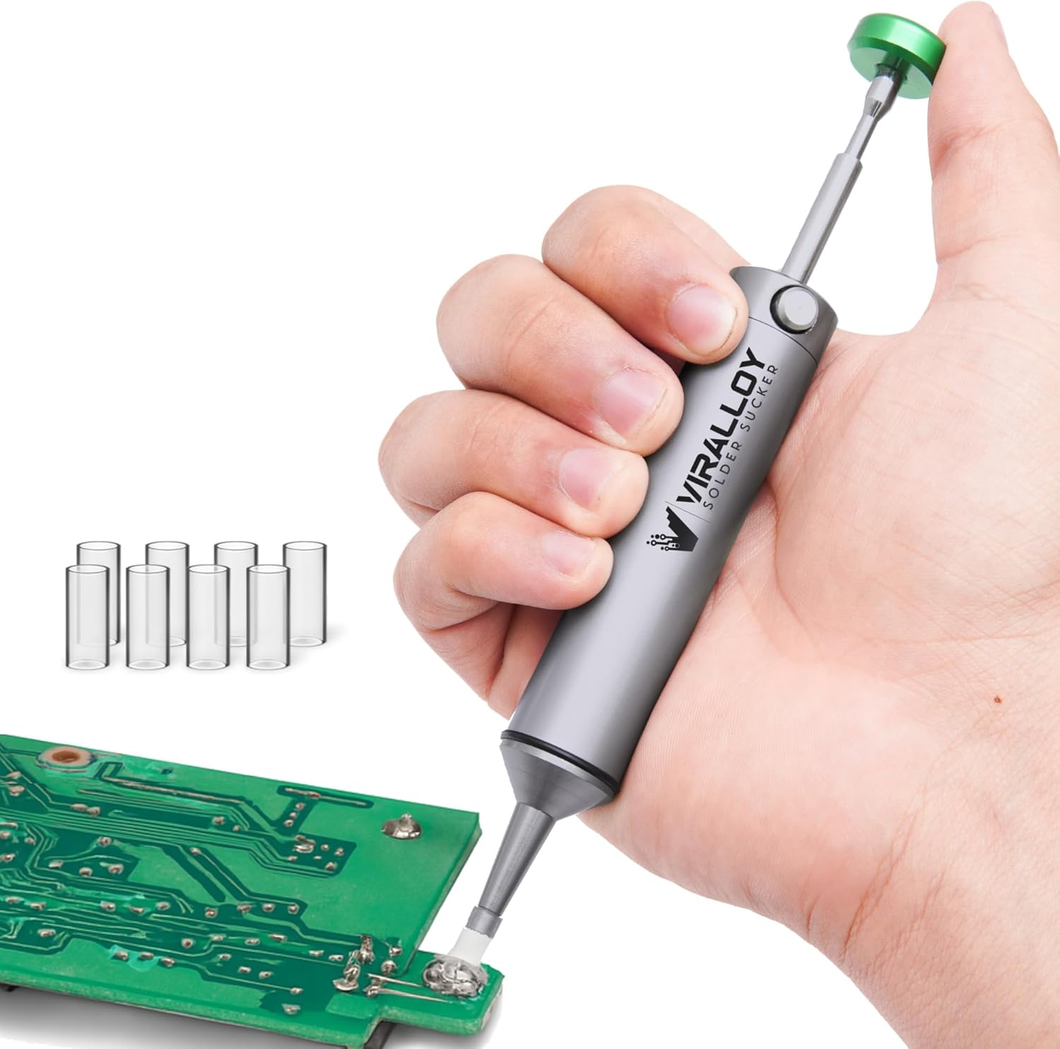 Solder Sucker Tool No Clog Silicone-Tip Manual Desoldering Pump Soldering Accessories for Solder Remover – Unrivaled Suction • No Power Needed • Ultra Low-Maintenance • Best-in-Class Desoldering Gun
