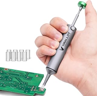 VIRALLOY No-Clog Silicone Tip Solder Sucker - Powerful Manual Desoldering Pump with Max Suction, Zero Power Needed, Ultra Low-Maintenance
