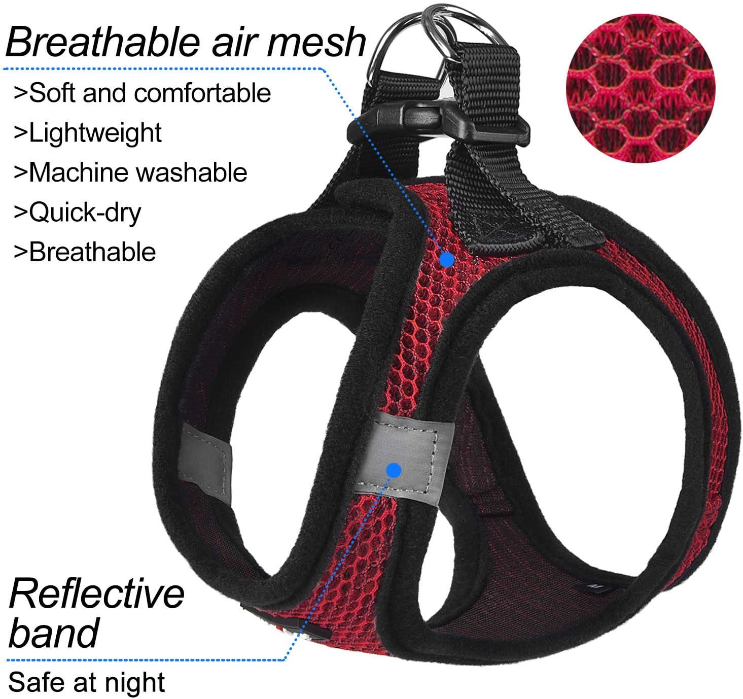 matilor Dog Harness Step-in Breathable Puppy Cat Dog Vest Harnesses for Small Medium Dogs Red, S (Chest 11.5''-14'', Weight 8-11 lb) - Image 3