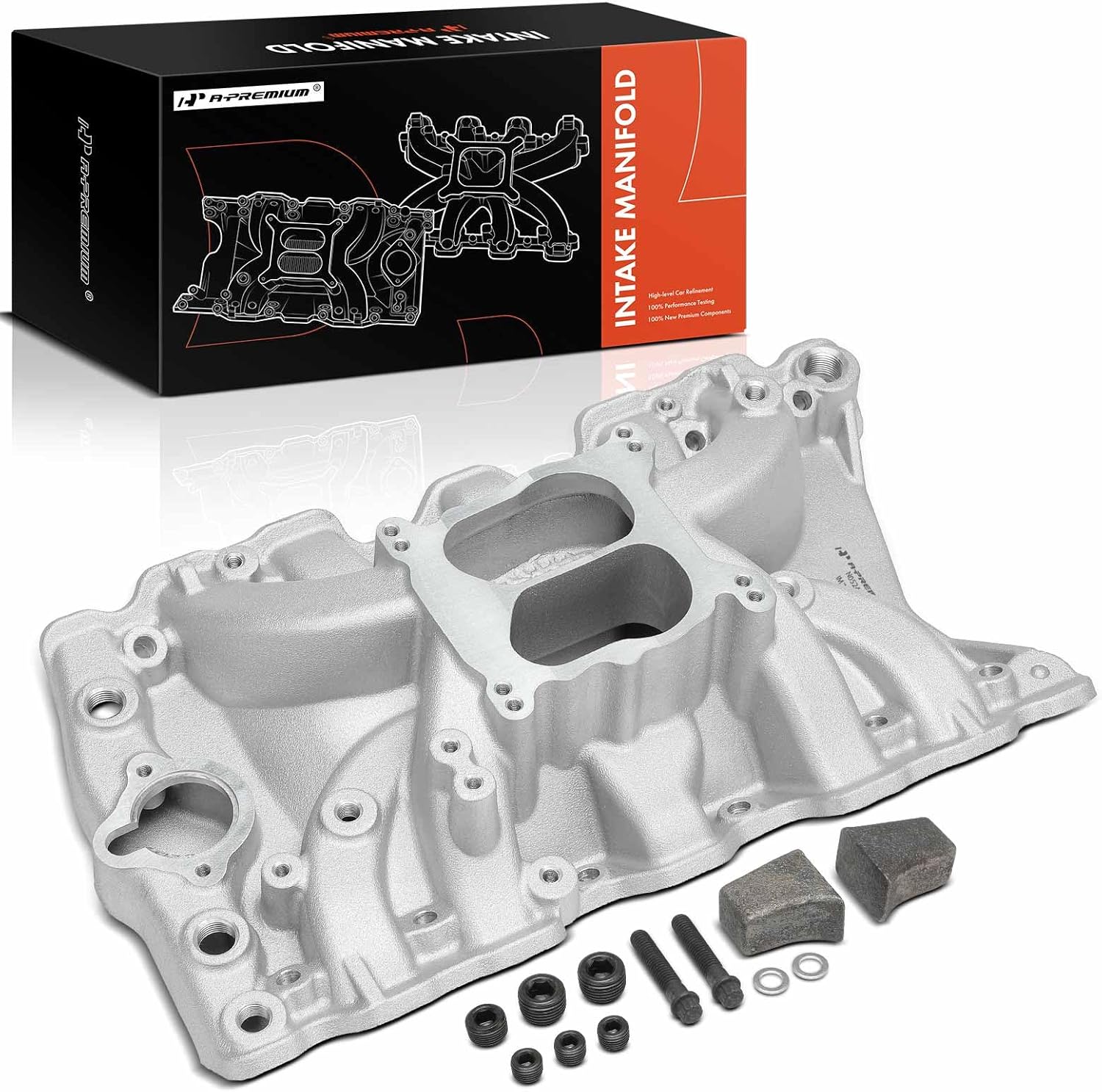 A-Premium Intake Manifold Replacement for Oldsmobile 307/330/350/403 1980-1985 Small-Block, Aluminum, Satin Finish, Dual Plane, V8