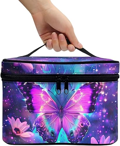 Vista 185 de doginthehole Bolsa de maquillaje, bolsa de cosméticos de viaje, bolsa de aseo portátil grande, organizador de accesorios para mujeres y niñas