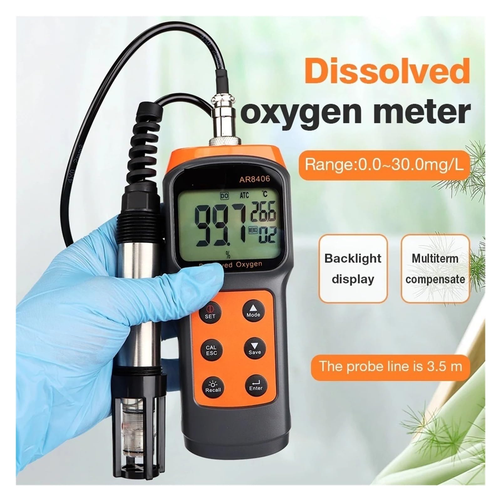 Tester dell'Acqua, Tester DO for acquacoltura 0-30 MG/l Misuratore Digitale di Ossigeno disciolto Gamma misurazione del Tester della qualità dell'Acqua