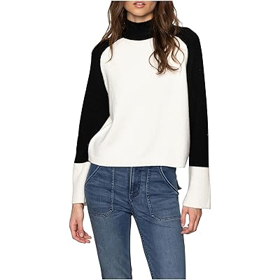 Sanctuary Downtown Mock Neck Sweater black/ chalk