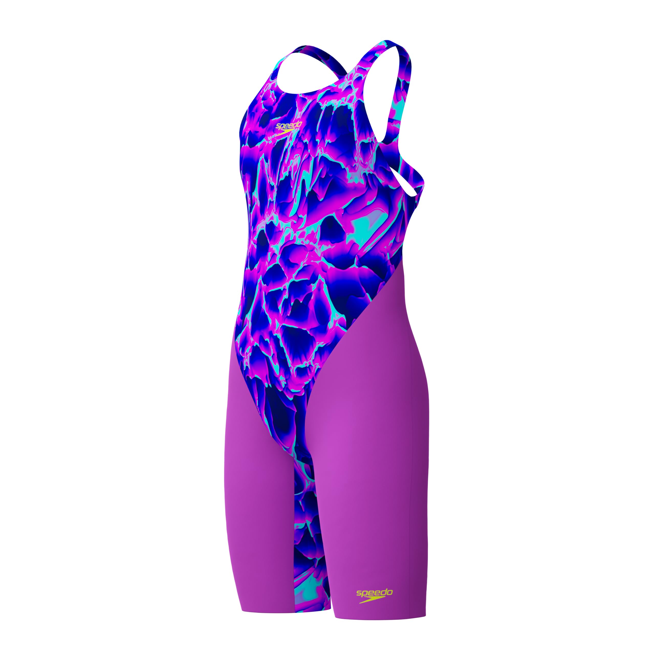 Speedo Girls Fastskin Junior Endurance+ Max Openback Kneeskin Swimsuit Swimming Costume Cave Current/Neon Jelly 15-16 Years Cave Current/Neon Jelly