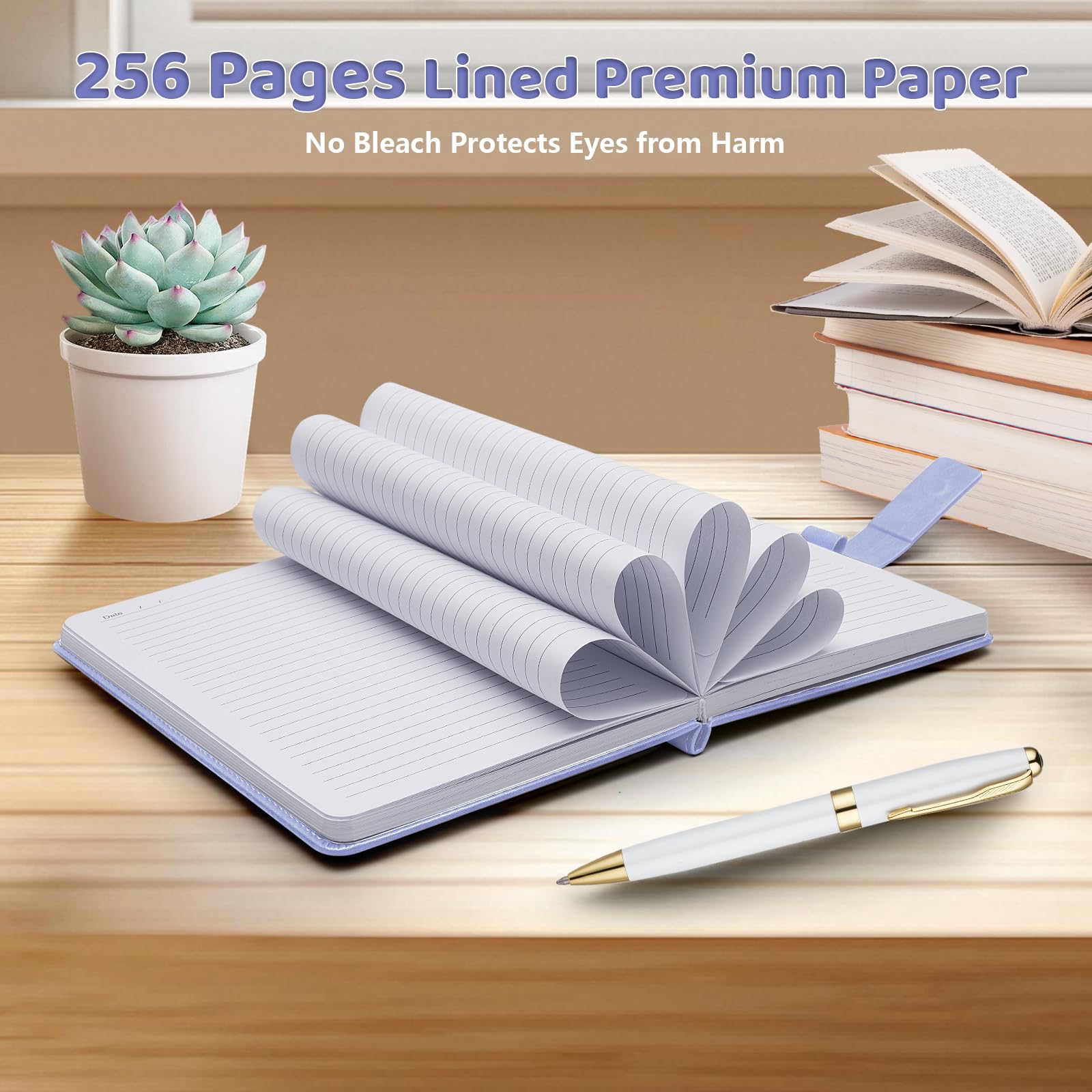 Taccuino a righe da donna, copertina rigida, in pelle, quaderno a righe per lavoro e appunti, 256 pagine di carta da 100 g/m², formato A5; penna inclusa, quaderno in una scatola regalo, regalo