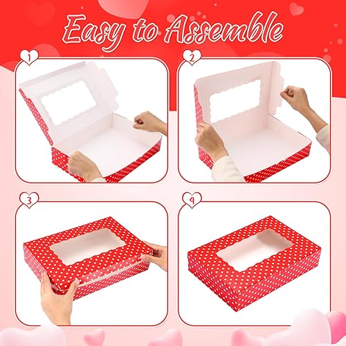 Miniatura 7 de Maitys 120 cajas de galletas para el día de San Valentín, cajas de 8 x 6 x 2.5 pulgadas, cajas de panadería navideña con ventana, recipientes para