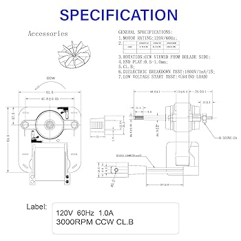 BOJACK Bathroom Vent Fan Motor 120V 60Hz 1A Compatible with