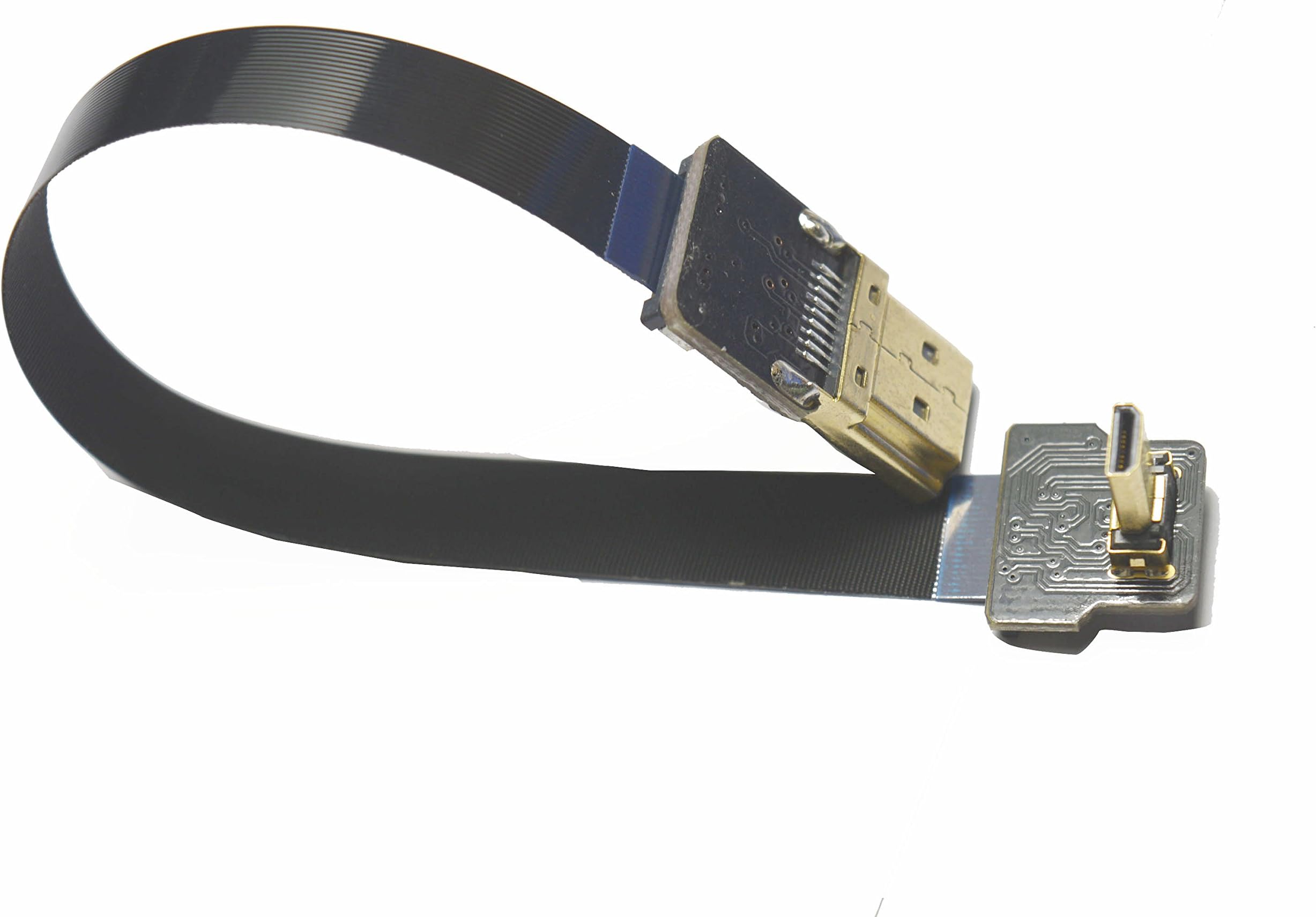 Short Slim Flat Thin Micro HDMI FPV HDMI Cable Micro HDMI male 90 degree to Standard HDMI male for Gopro Sony A7SII A7RII A9 A6500 A6300 (with reverse socket of sony a6000) Black 15CM
