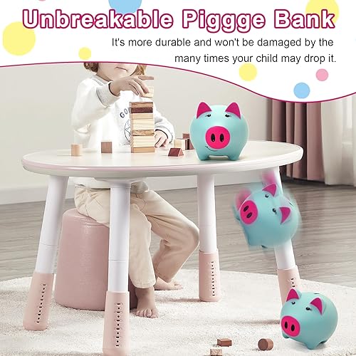 Miniatura 4 de Alcancía para niñas para niños, alcancía de plástico rosa claro, juguete lindo, alcancía irrompible para niños, banco de dinero para niños pequeños,