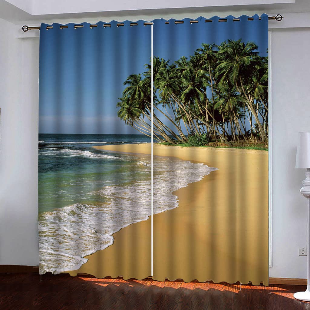 Rideaux occultants pour chambre d'enfant et salon - Style Hawaïen isolant thermique 160 cm
