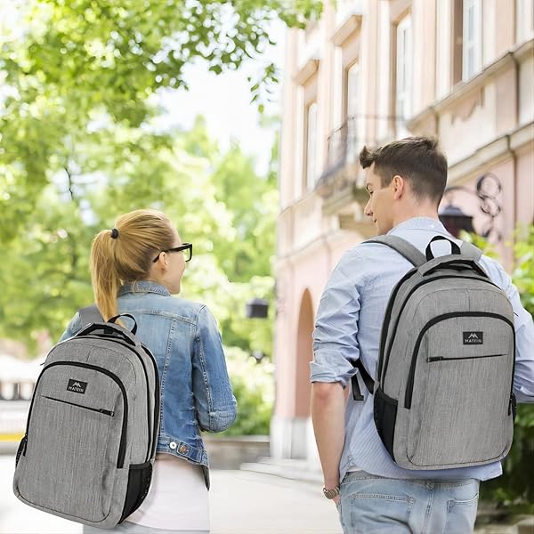 MATEIN Travel Laptop Backpack, Work Bag Lightweight Laptop Bag with USB Charging Port, Anti Theft Business Backpack, Water Resistant School Rucksack Gift for Men and Women, Fits 15.6 Inch, Grey - 2