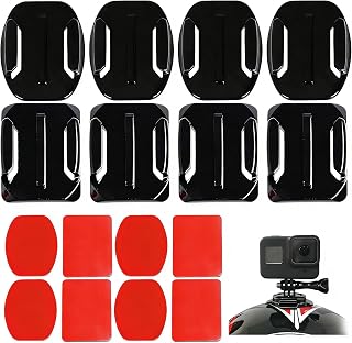 8 Pieces Adhesive Pads, 3M Flat Base, Sports Camera Tripod with Adhesive Curved Pads for Helmet Holder Adhesive Backing Compatible with Action Hero Session 6 5 4 3 3+ 2