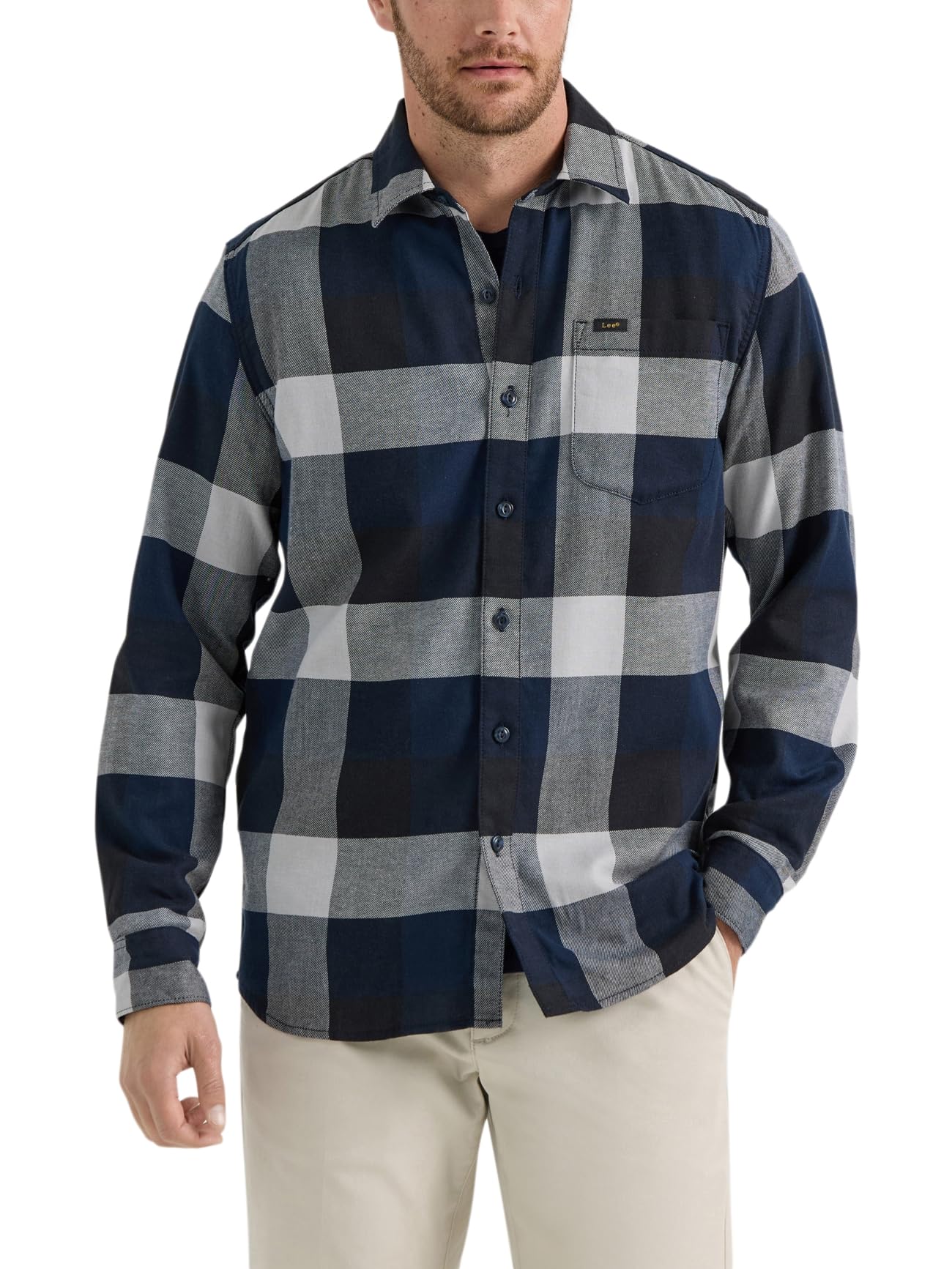 Lee Men's Extreme Motion All Purpose Long Sleeve Worker Shirt, Buffalo Plaid, 46/48