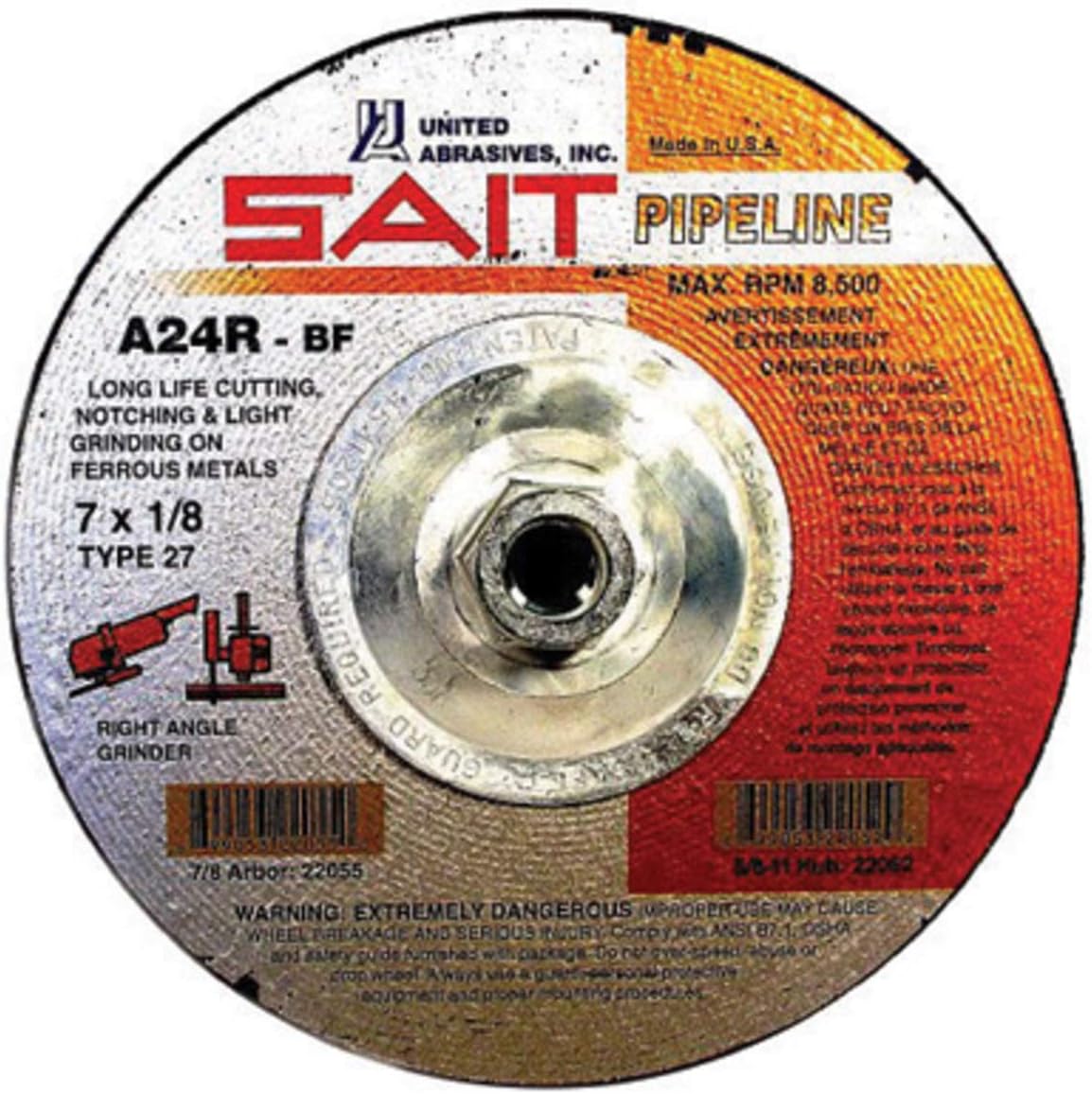 United Abrasives 7" X 1/8" X 5/8" 11 A24R Pipeline 24