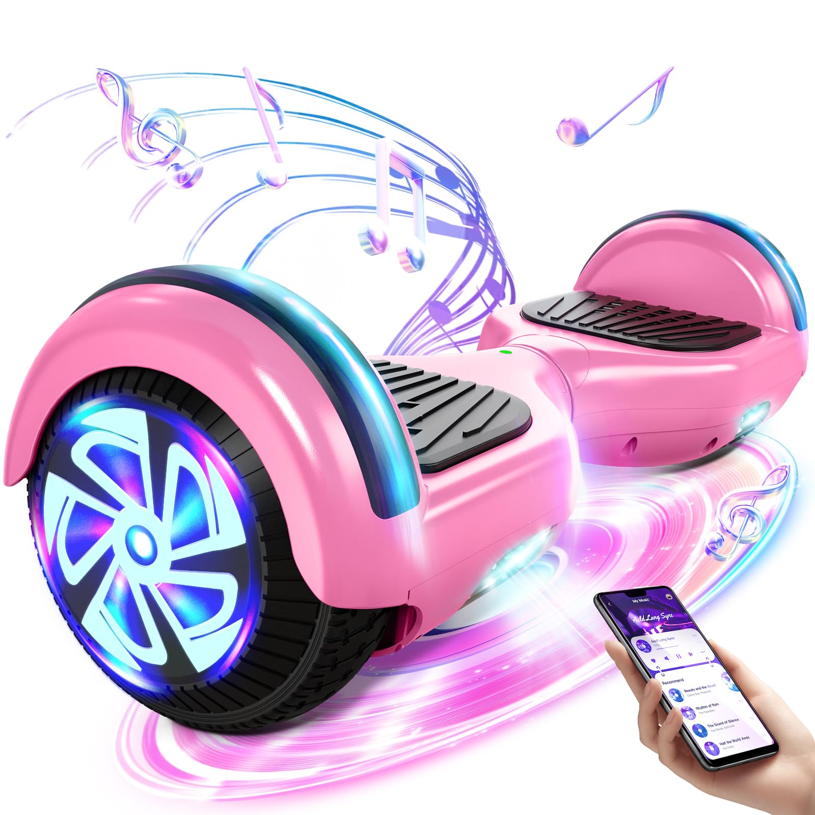 Electric Self Balancing Hoverboard with 6.5" Tires,LED Light-up Wheels, Self-Balancing Hoverboard with Active Balance Technology