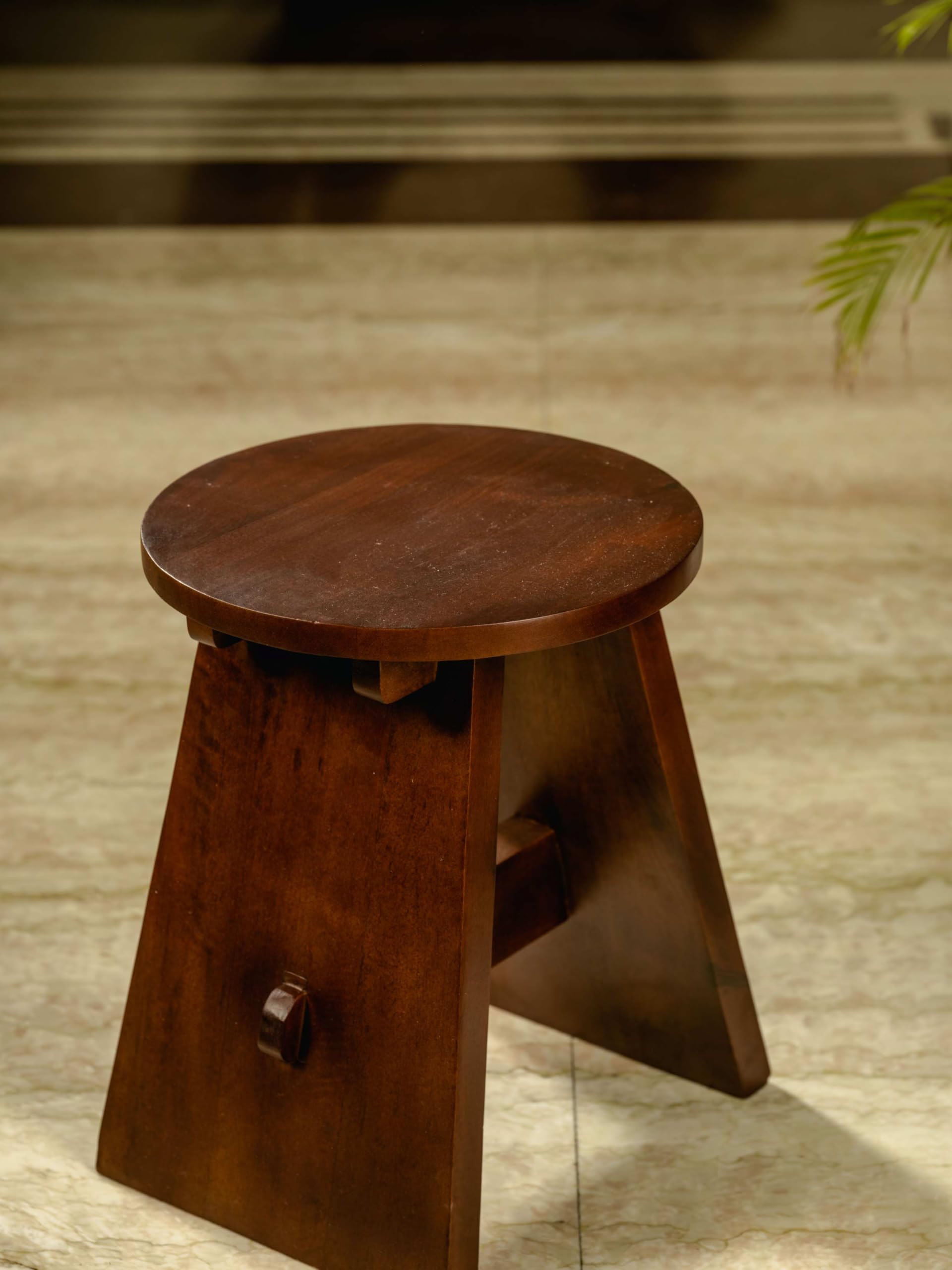 Modern Wooden Stool - Stylish Mango Wood Seat for Living Room, Kitchen, and Extra Seating - Durable, Cozy Design for Home Décor - Versatile Two-Legged Stool-image-44