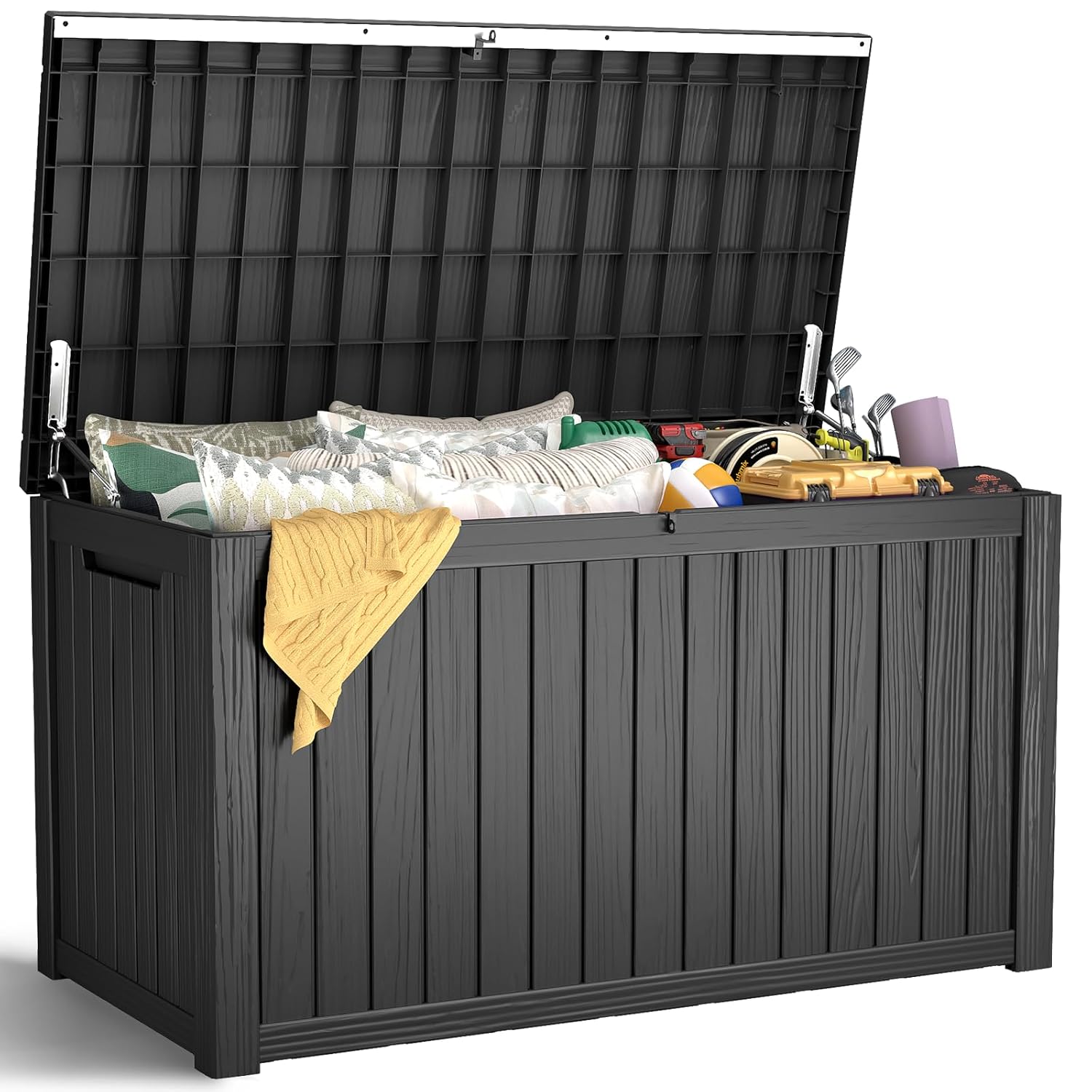 Outdoor Storage Box Waterproof Deck Box Outdoor Patio Storage Bin Weatherproof Black 200 Gallon