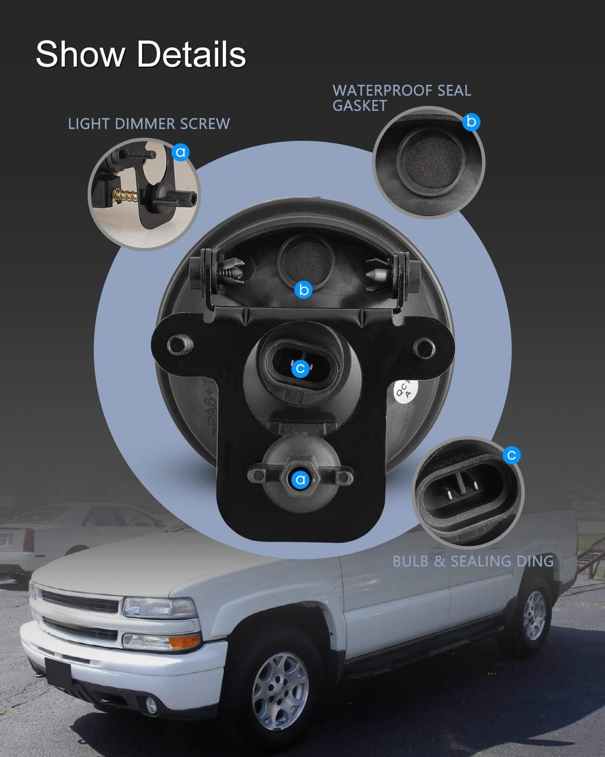 Fog Light Assembly Compatible with 00-06 Chevy Tahoe/ 04-06 Sububan 1500/2500 (Z71 models w/mounting bracket), Fog Lamps with Bulbs 880 12V 27W- 1 Pair (Clear Lens)