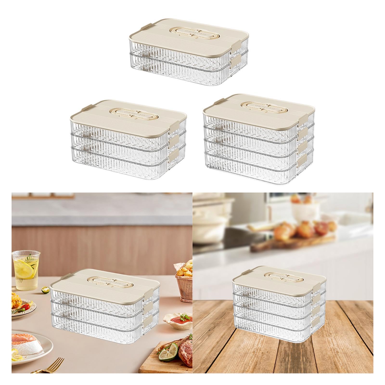 Dumplings Organizer Food Preservation Tray for Steamed Buns Noodles Biscuits 2 Layer