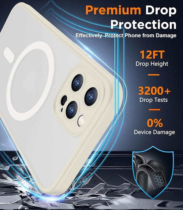SPIDERCASE for iPhone 12 Pro Max Case, Magnetic Translucent Matte Case with 2PCS Tempered Glass Screen Protector Slim Phone Case for iPhone 12 Pro Max 6.7'', Antique White by SPIDERCASE - Used condition - Image 3