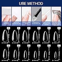 Vista 7 de UNA GELLA Puntas de uñas postizas de gel de almendra, 216 piezas, puntas de uñas de almendra medias preformadas para uñas acrílicas de larga