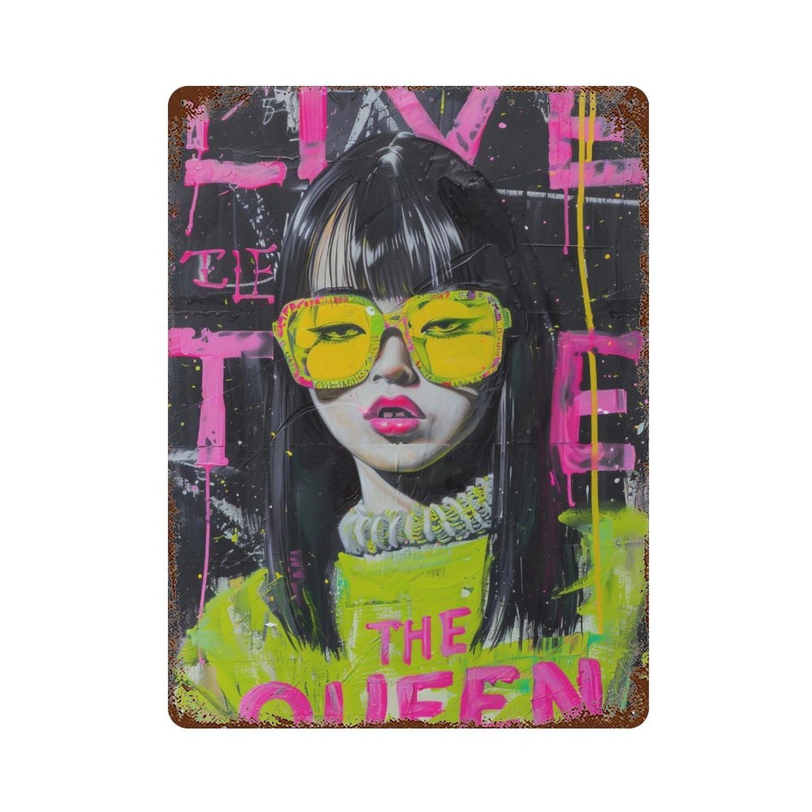 FHUYEURHRY Edgy Live The Queen Street Style 02 Wall Decor Retro Iron Vintage Art Metal Tin Sign Poster Modern Home Cofffee Club Art Bar Shop Decorations Style-31 40x30cm