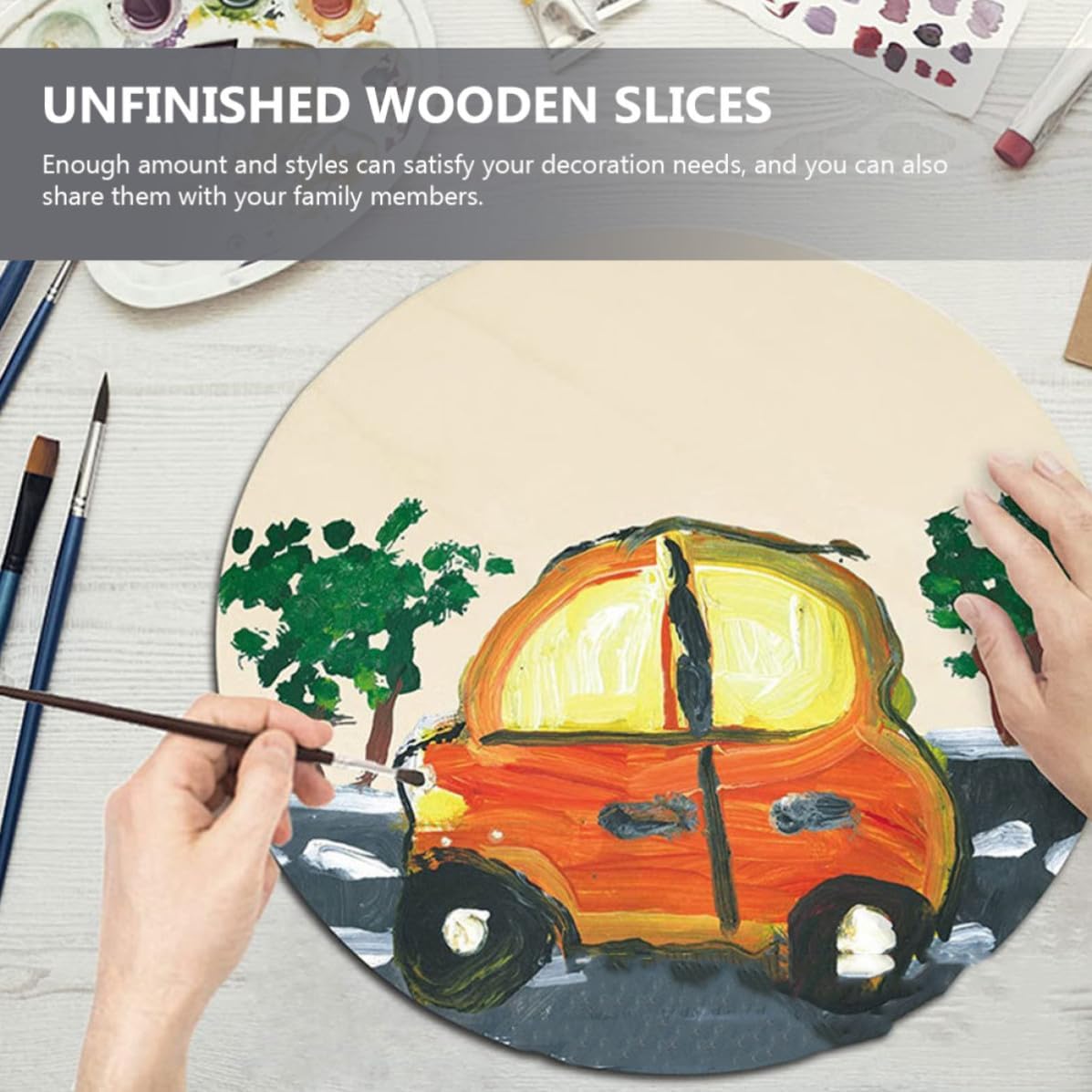 4 Sets Cm Round Blank Wooden Disc DIY Hanging Board for Painting