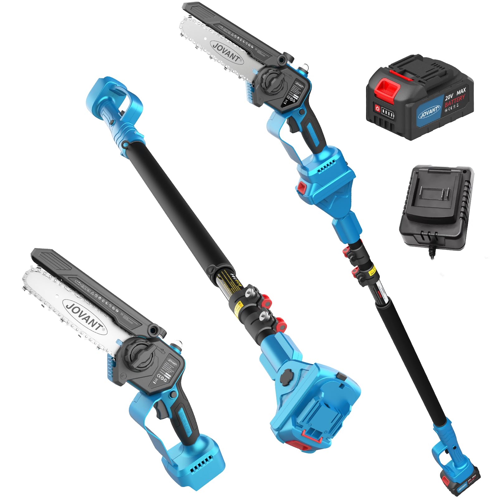 JOVANT 2-in-1 Pole Saw and 6 Inch Handheld Chainsaw