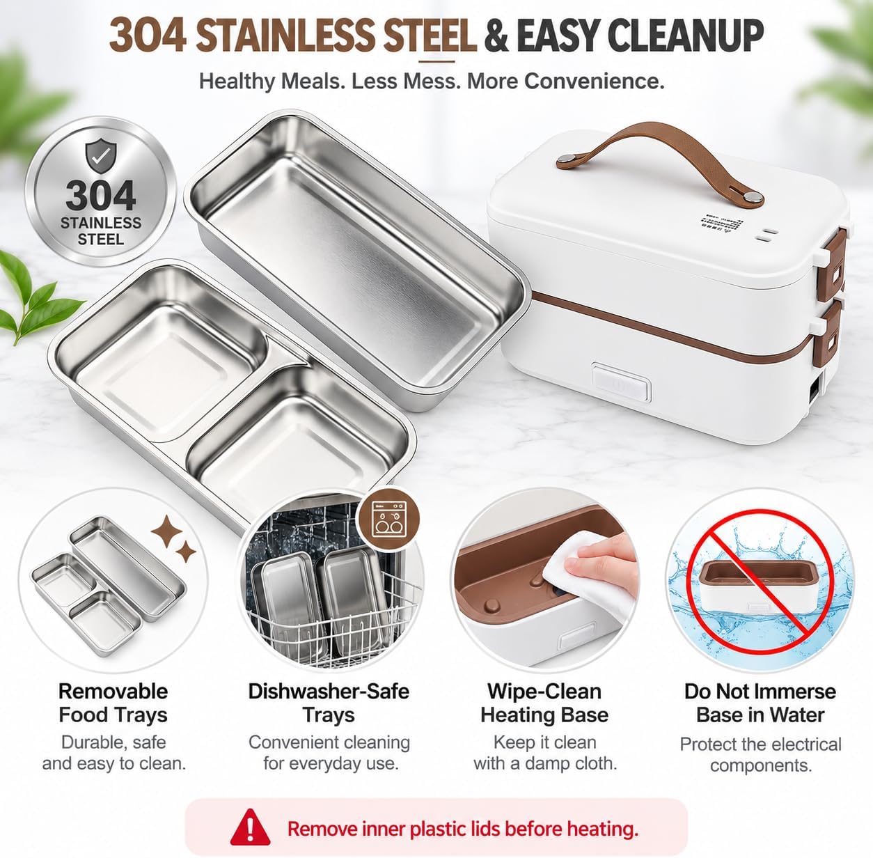 Electric Lunch Box for Adults, 300W Portable Rice Cooker and Food Warmer