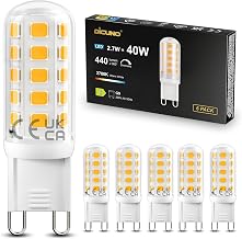 DiCUNO G9 Dimmable LED Bulb, Warm White 2700K, 2.7W, Pack of 6 | 440lm, equivalent to 40W halogen, ceramic base, 230V, G9 LED socket for living room, kitchen, bedroom