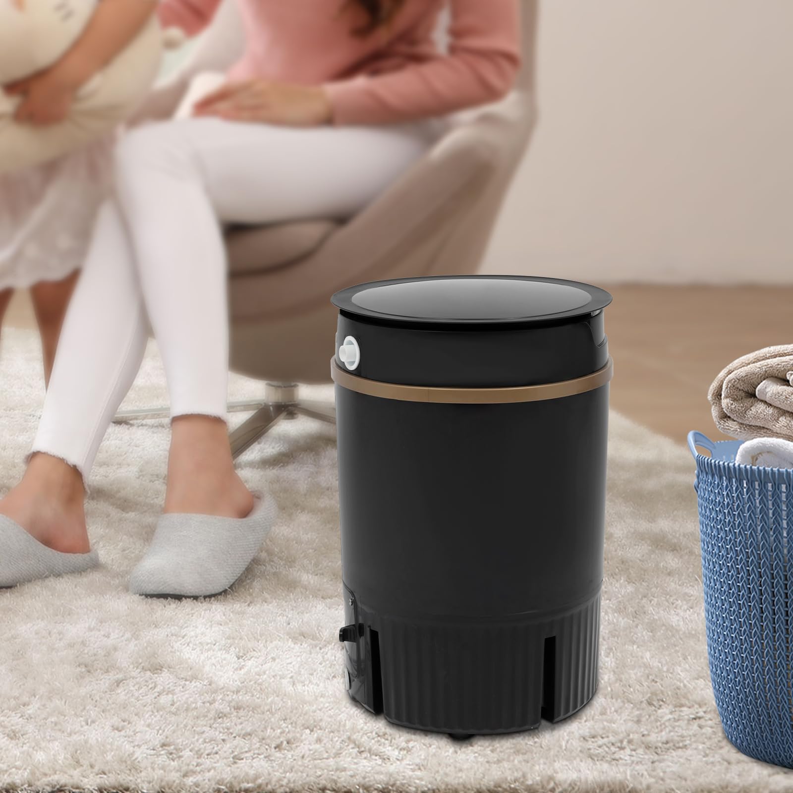 Mini Waschmaschine 4.5L mit Schleuder, Tragbare Waschmaschine für Camping und Reise, Kleine Reisewaschmaschine mit 260W für Unterwäsche und Babykleidung, Semi-Automatik