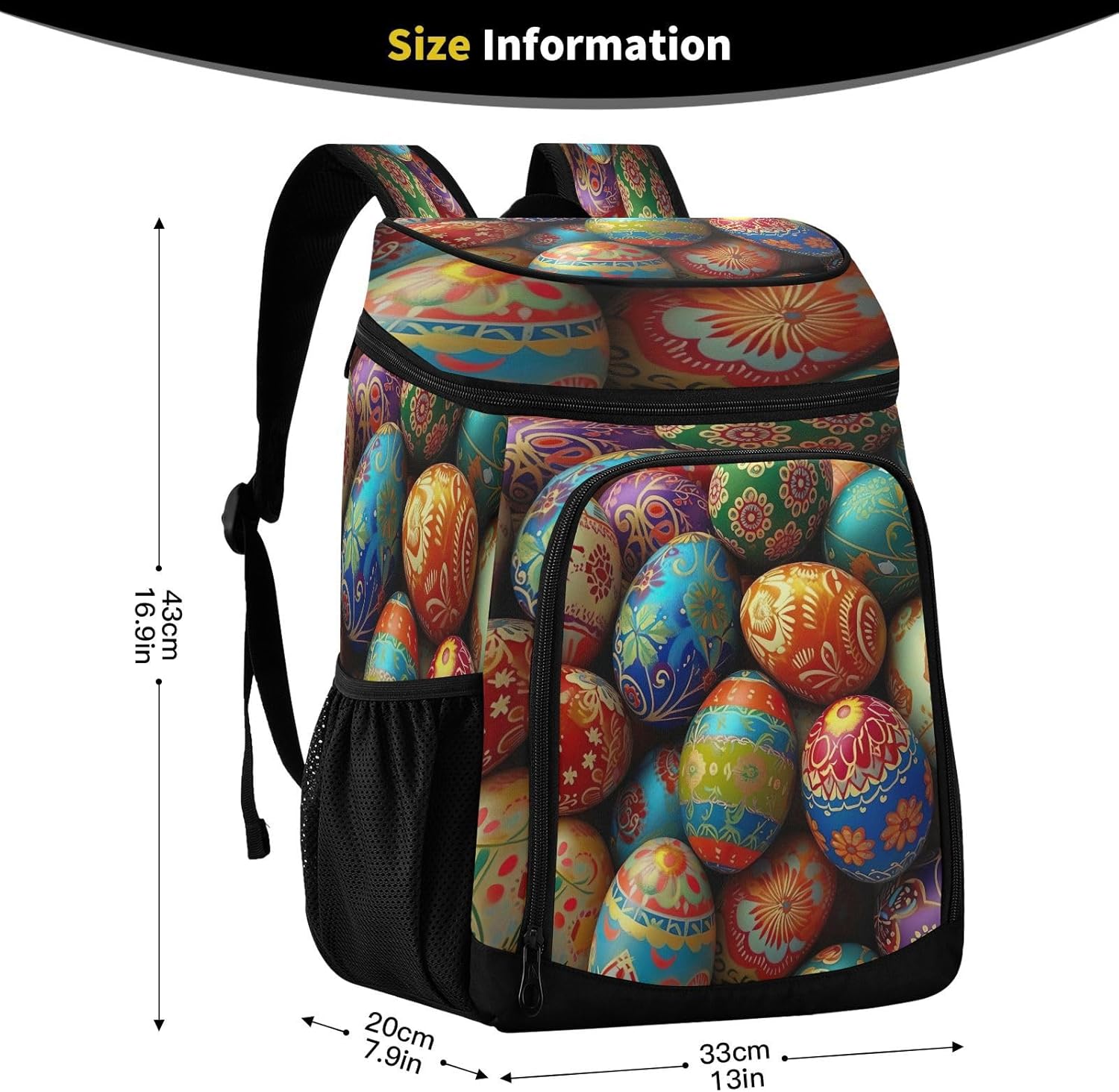 Colored Eggs Cooler Backpack 36 Cans Leakproof Waterproof Backpack Cooler Bag Beach Accessories Travel Camping Fishing Backpack for Women Men