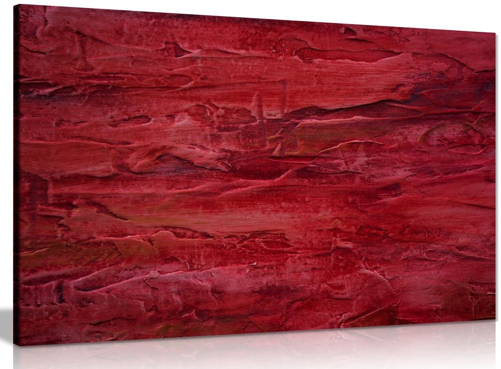 Panther Print Red Abstract Modern Art Canvas Wall Art Picture Print (36X24in)