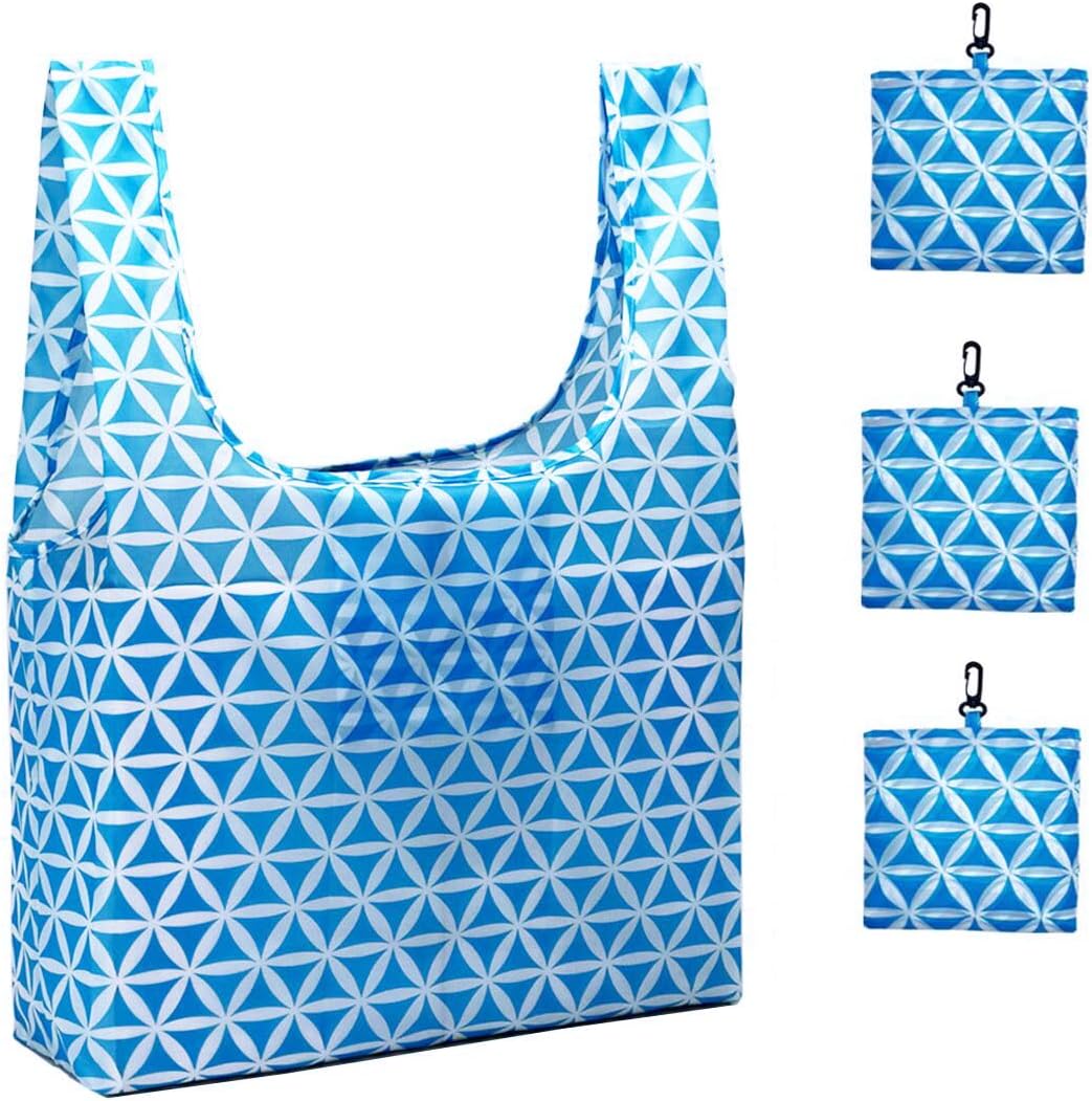 Borsa Della Spesa Pieghevole Grande HYMUUNI - Impermeabile, Riutilizzabile In Tessuto Oxford, Porta Peso 15-20 Kg (Blu/Nero/Arancio)