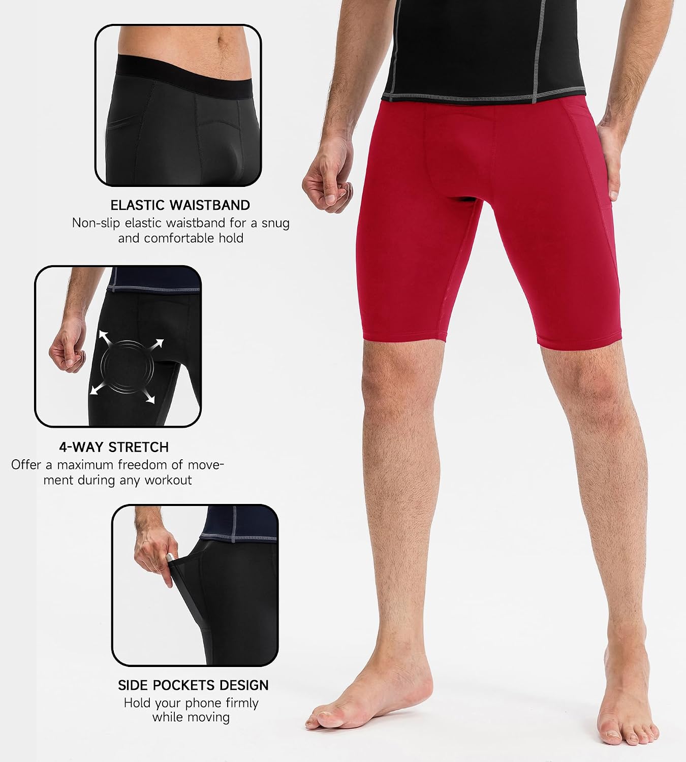 Compression Shorts Men Spandex Sport Shorts, Performance Underwear for Athletic Workout Running Cool Dry Baselayer