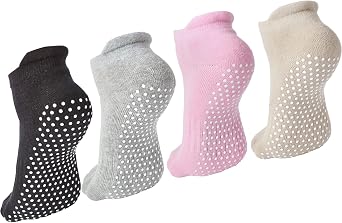 4 Pairs Unisex Non Slip Grip Yoga Socks