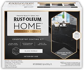 Rust-Oleum 396945 HOME Designer Series Marble Countertop Coating Kit | No Stripping Sanding or Priming | High Adhesion | Wear & Stain Resistant | Black Marble | 1 Kit
