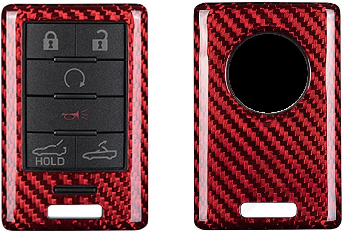 Genuine Carbon Fiber Key Fob Cover for Chevrolet Captiva Corvette C7 Stingray Coupe Smart Car Remote Key Fob Case for Men Women - Red